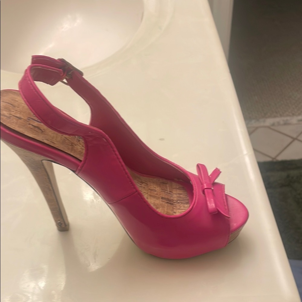 JustFab Pink Peep-Toe Heels